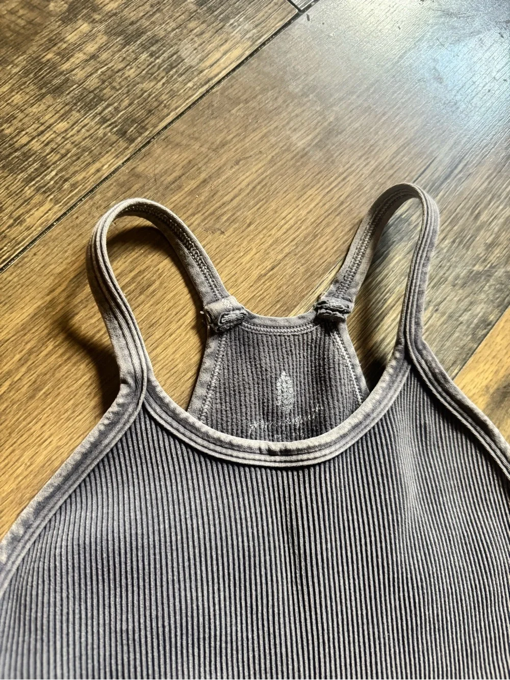 FP Movement Ribbed Cropped Tank Top in Taupey Gray - Picture 3 of 5